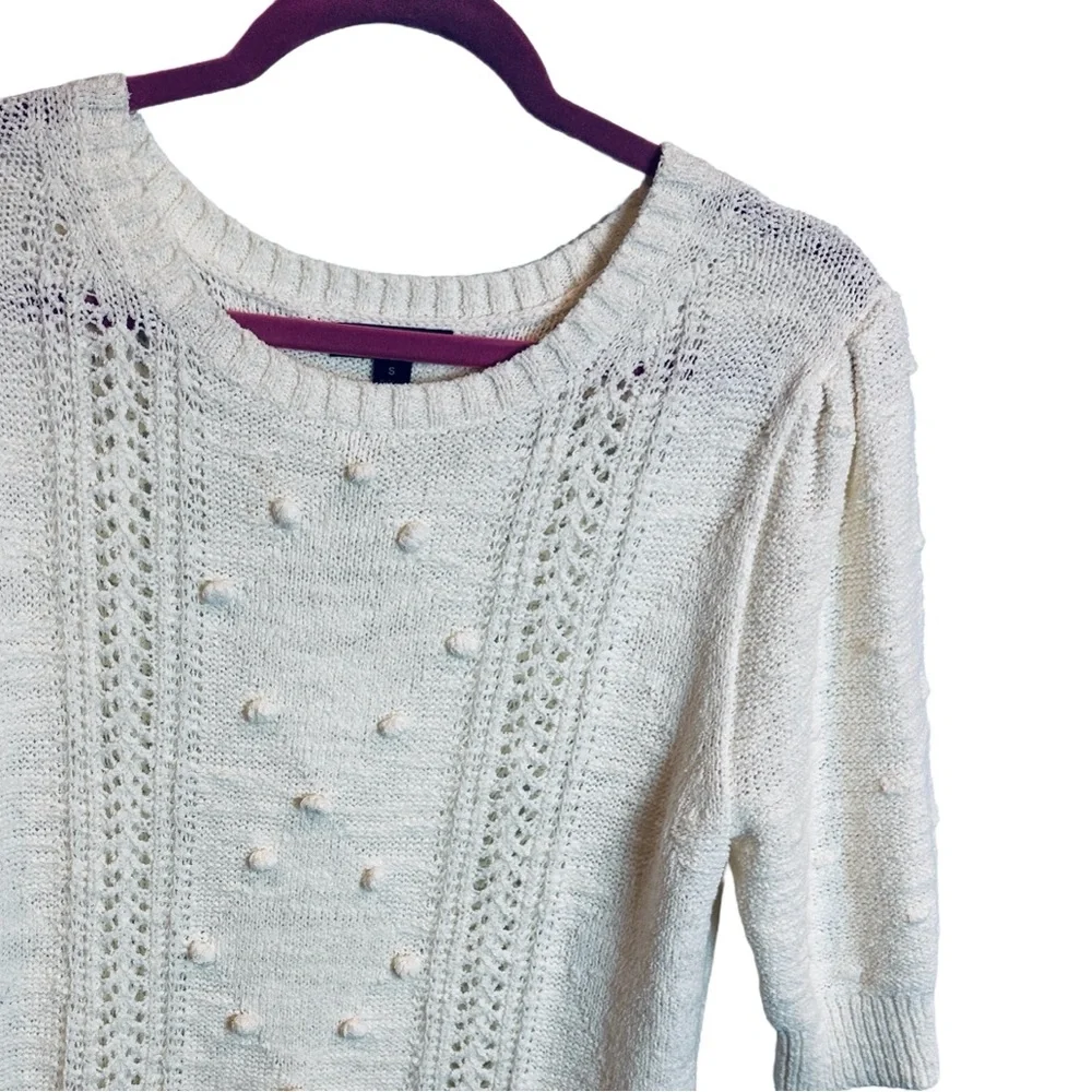 J. Crew White Popcorn Cable-knit Sweater Cottage Core